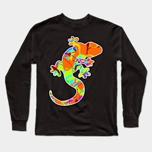 Colorful surreal psychedelic lizard king IX Long Sleeve T-Shirt